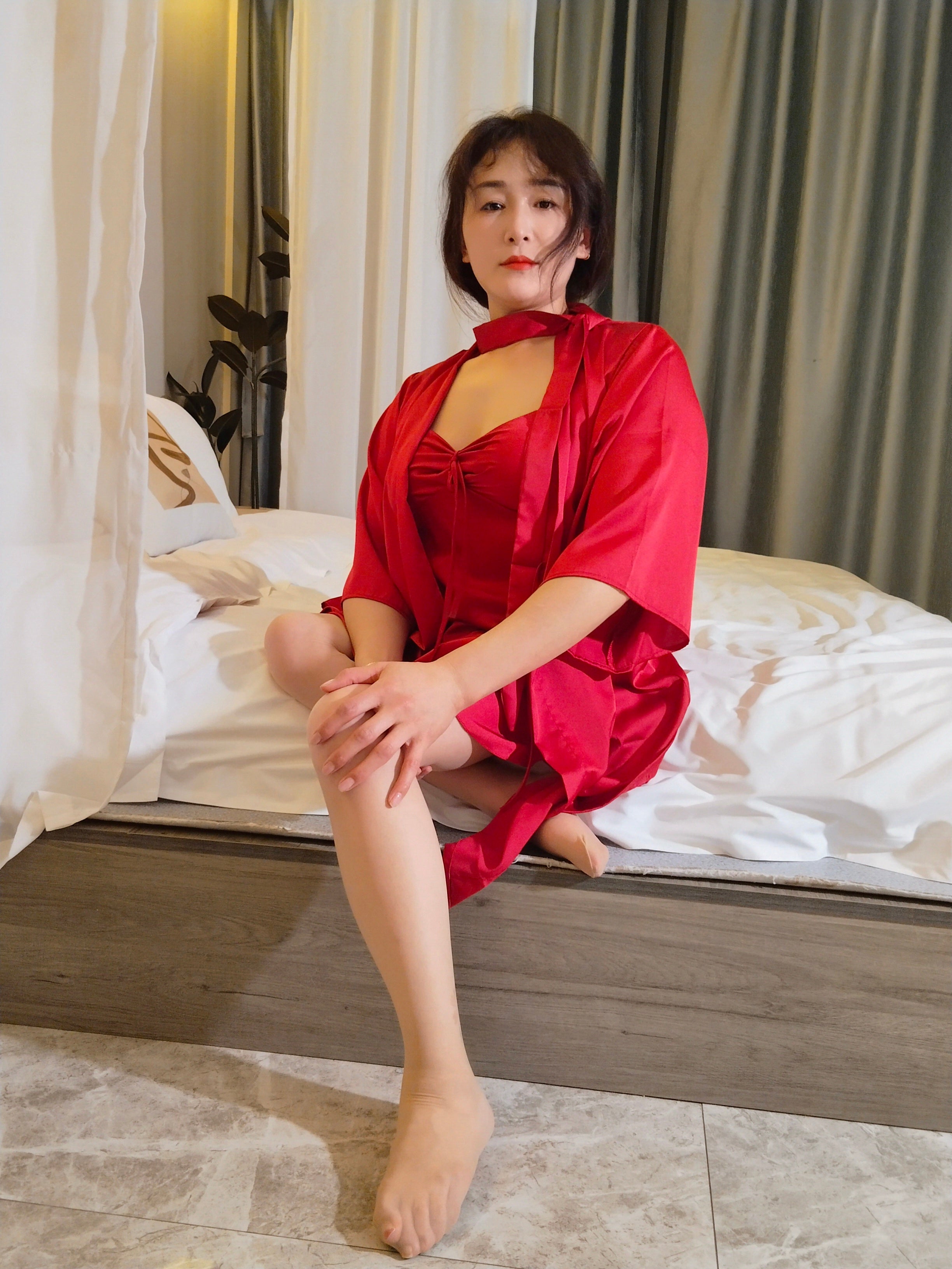 Rose the Polio Girl - Red Pajamas and High Heels