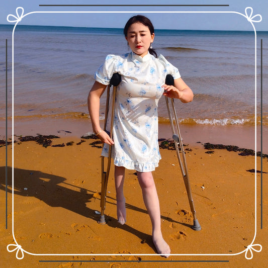 Rose the Polio Girl - High Heels, Stockings, and Cane - Beach Picnic