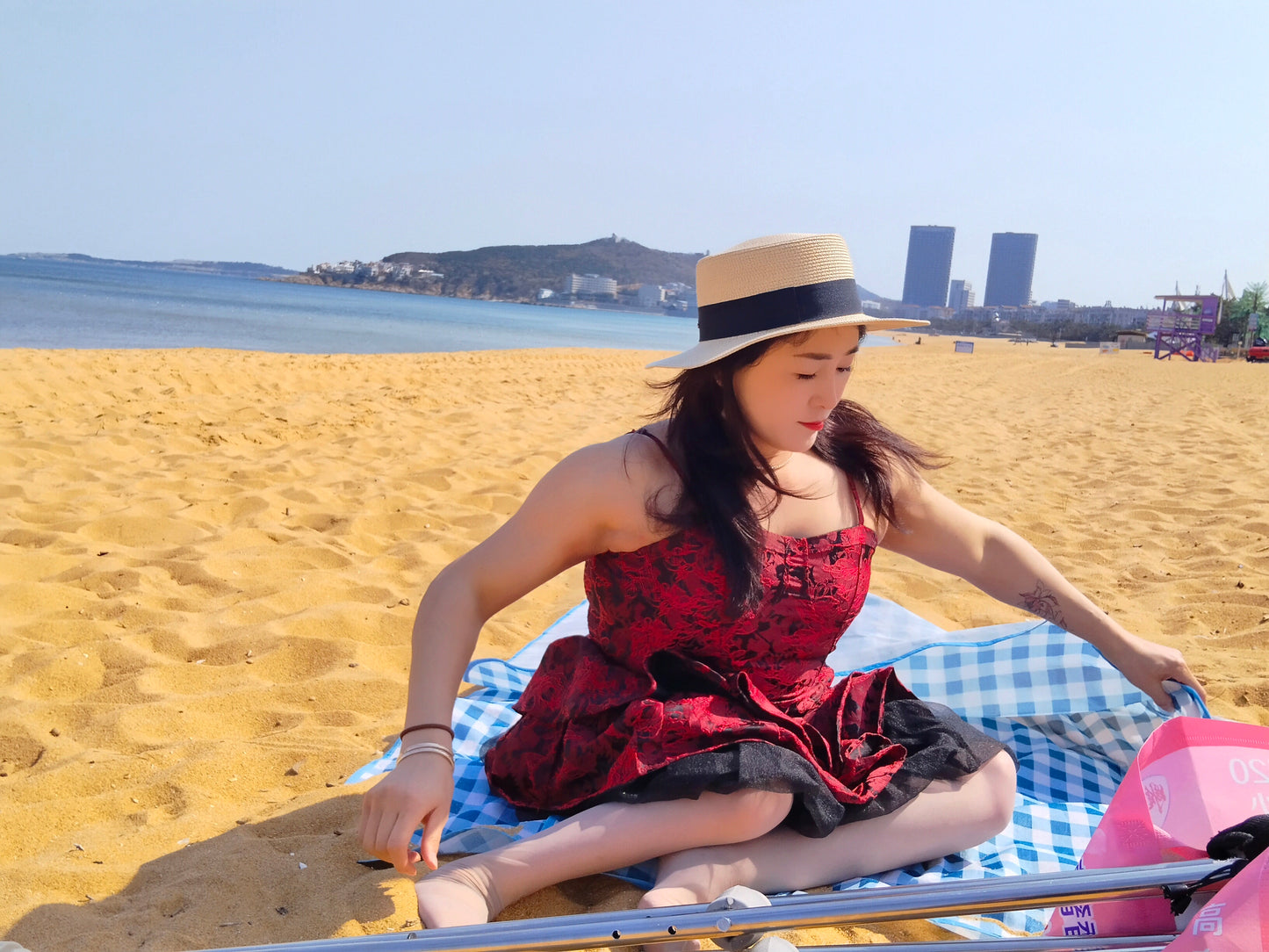 Rose the Polio Girl — Walking on the Beach with Crutches