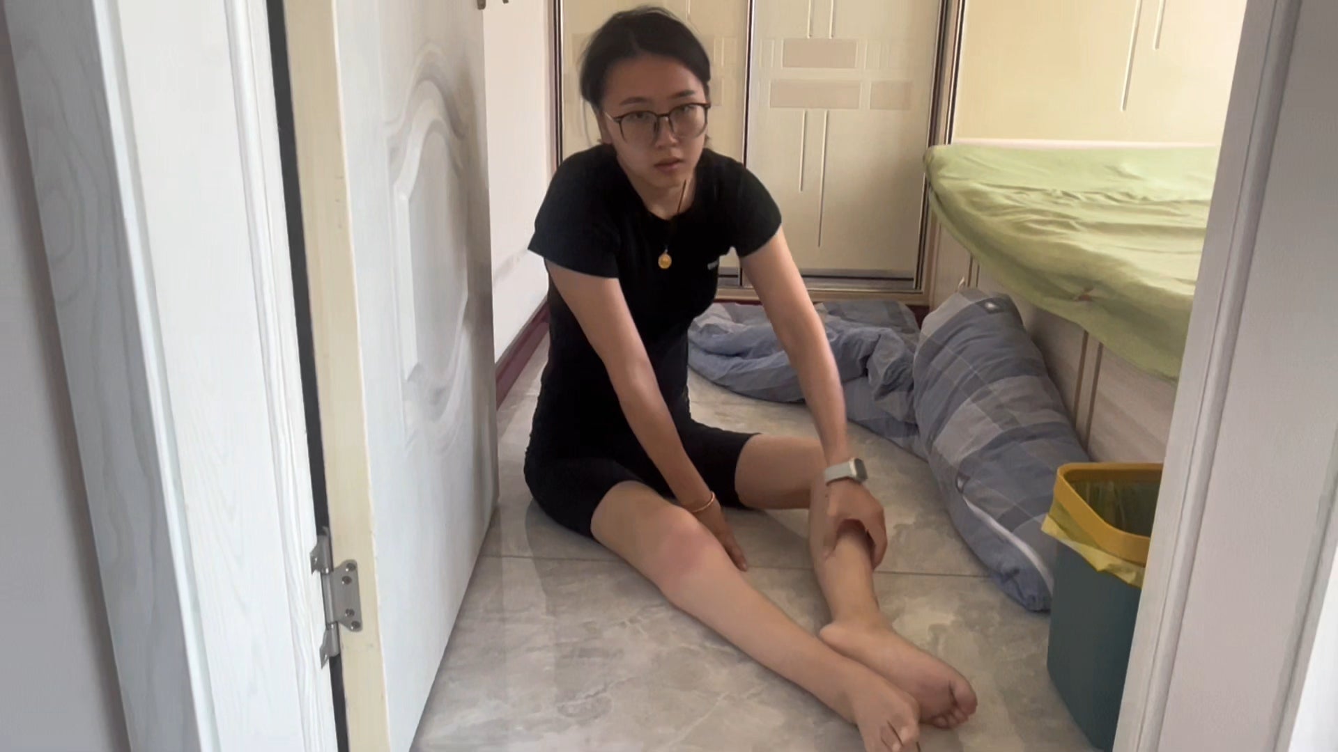 Zoe: The Paraplegic Girl - Black Stockings and Boots Rehabilitation Exercises