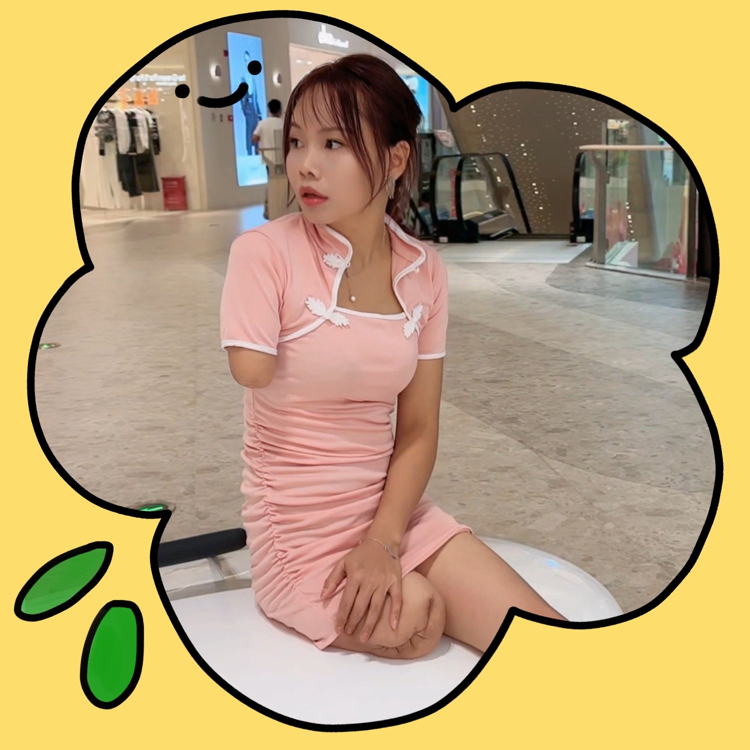 Abby Ooe, the Amputee Girl — Practicing Walking on Crutches to Go Shopping for High Heels