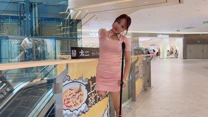 Abby Ooe, the Amputee Girl — Practicing Walking on Crutches to Go Shopping for High Heels