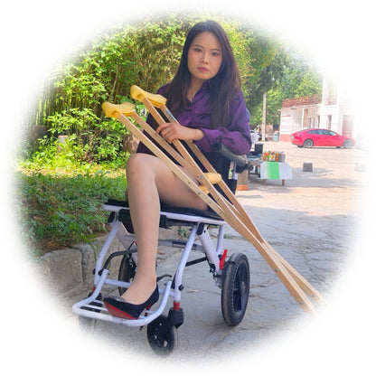 Abby Ooe, the Amputee Girl - Practicing using two crutches