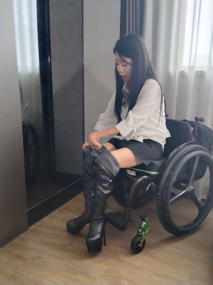The Para Girl Sylvia - Transferring through knee-high boots and wheelchairs