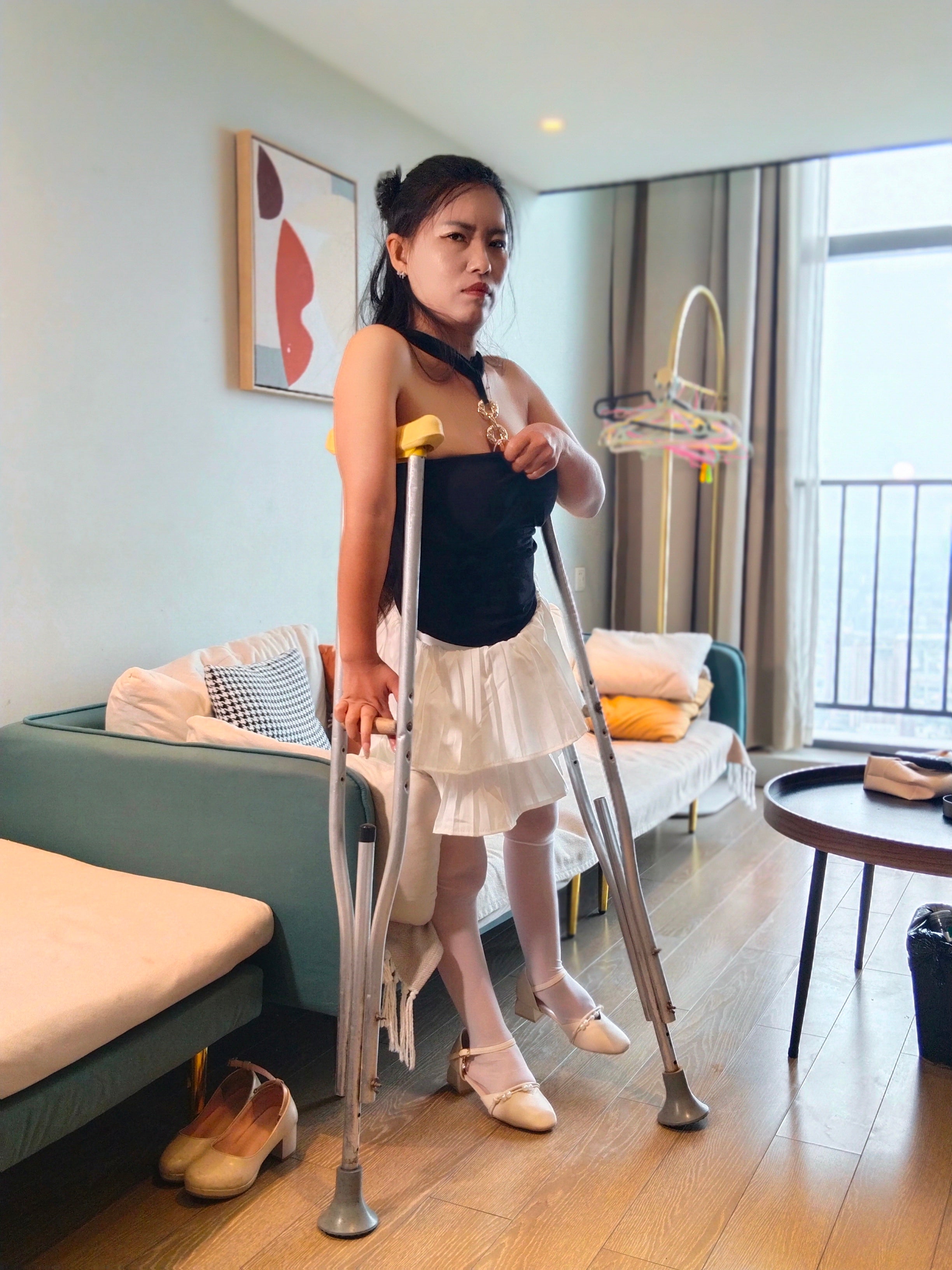 Maria: Polio Girl - Climbing Stairs Barely with Stockings on