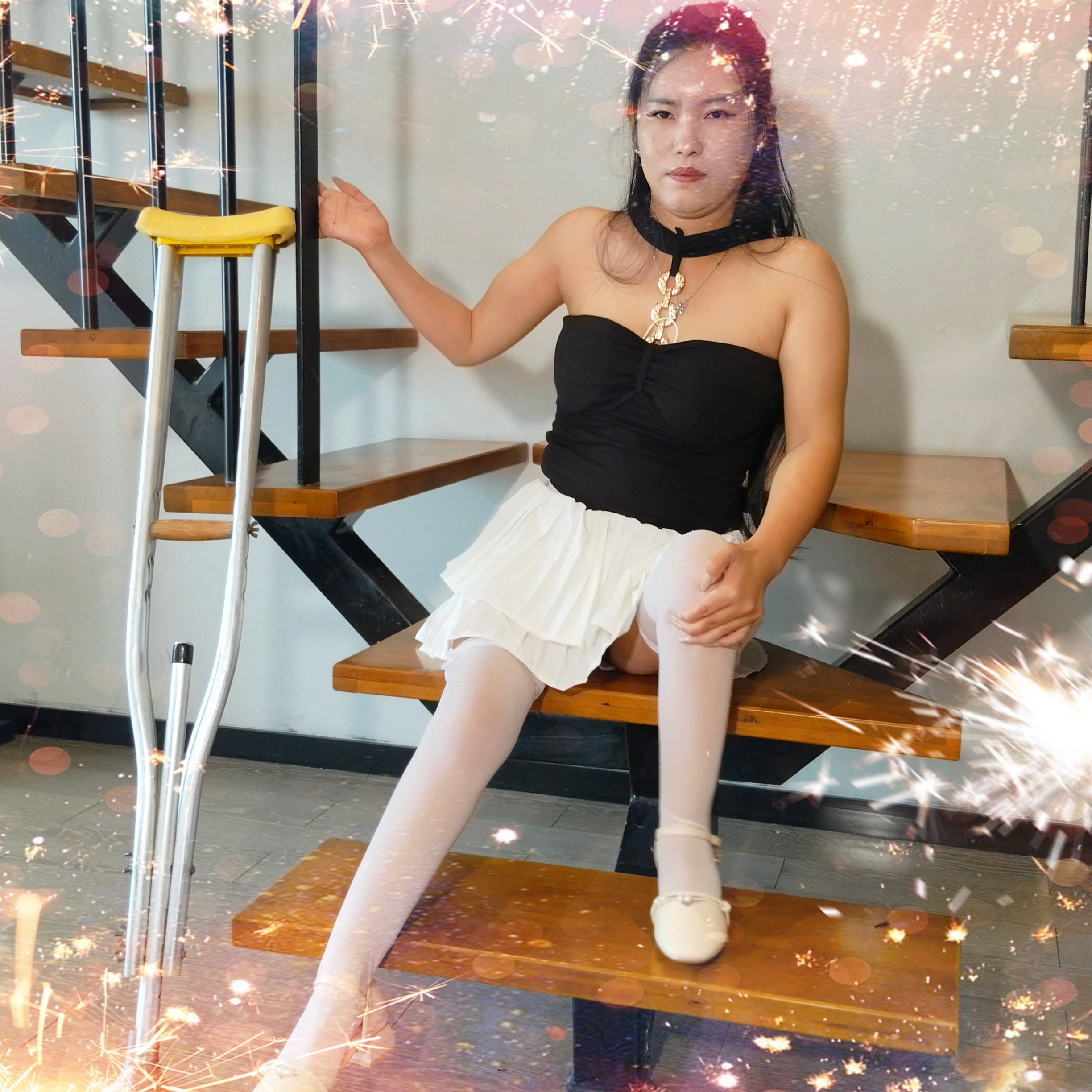 Maria: Polio Girl - Climbing Stairs Barely with Stockings on