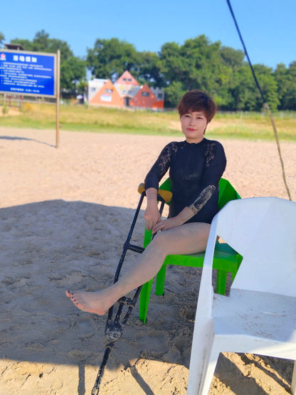Emma: Shd Amputee Girl - Walking on the Beach with Cane