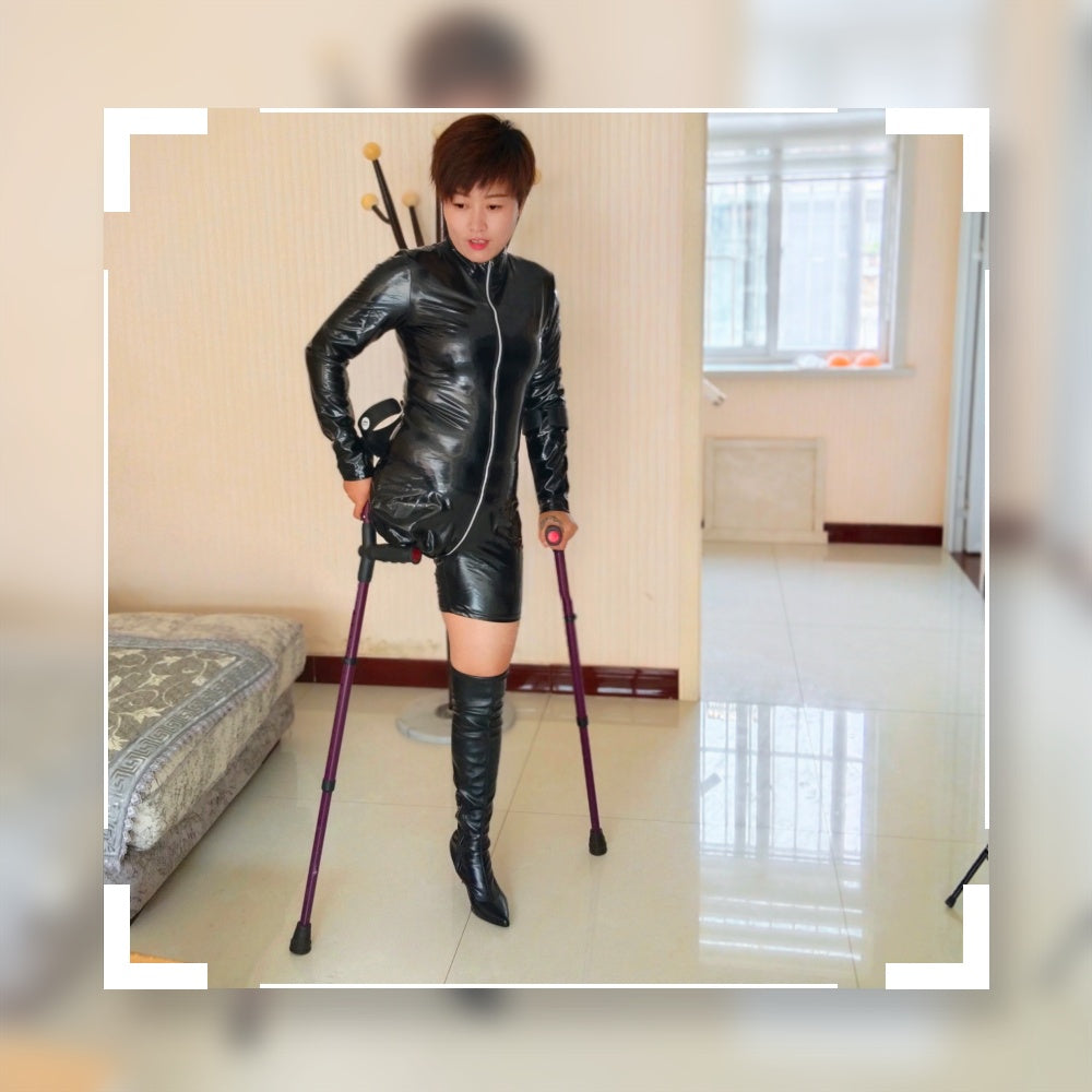 Emma: Shd Amputee Girl - First Attempt at Walking with Elbow Crutches