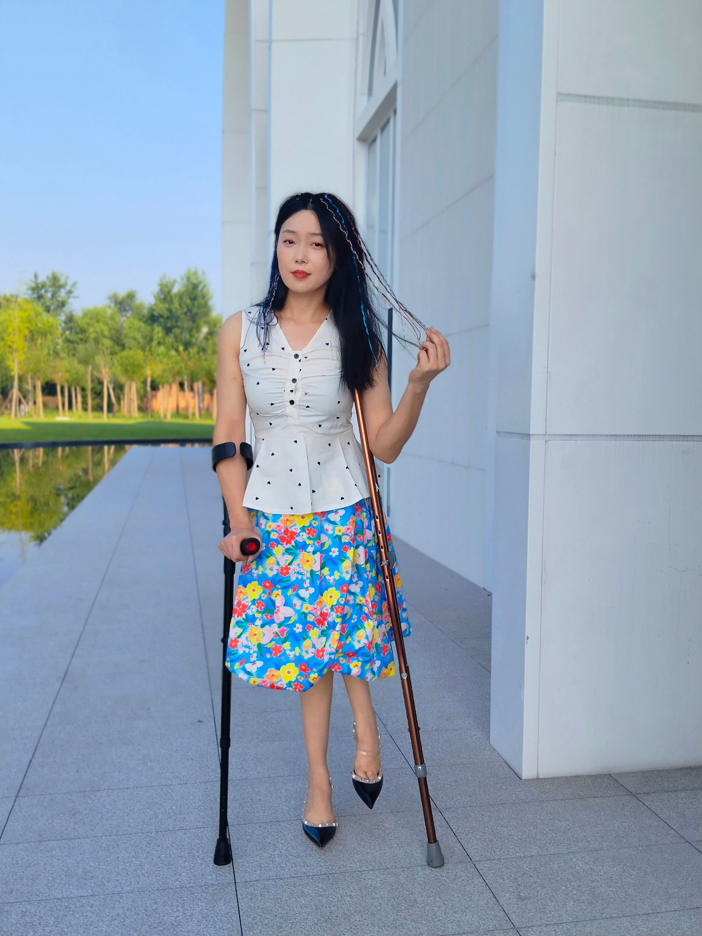 Milana the Polio Girl - First Time Trying High Heels with Crutches