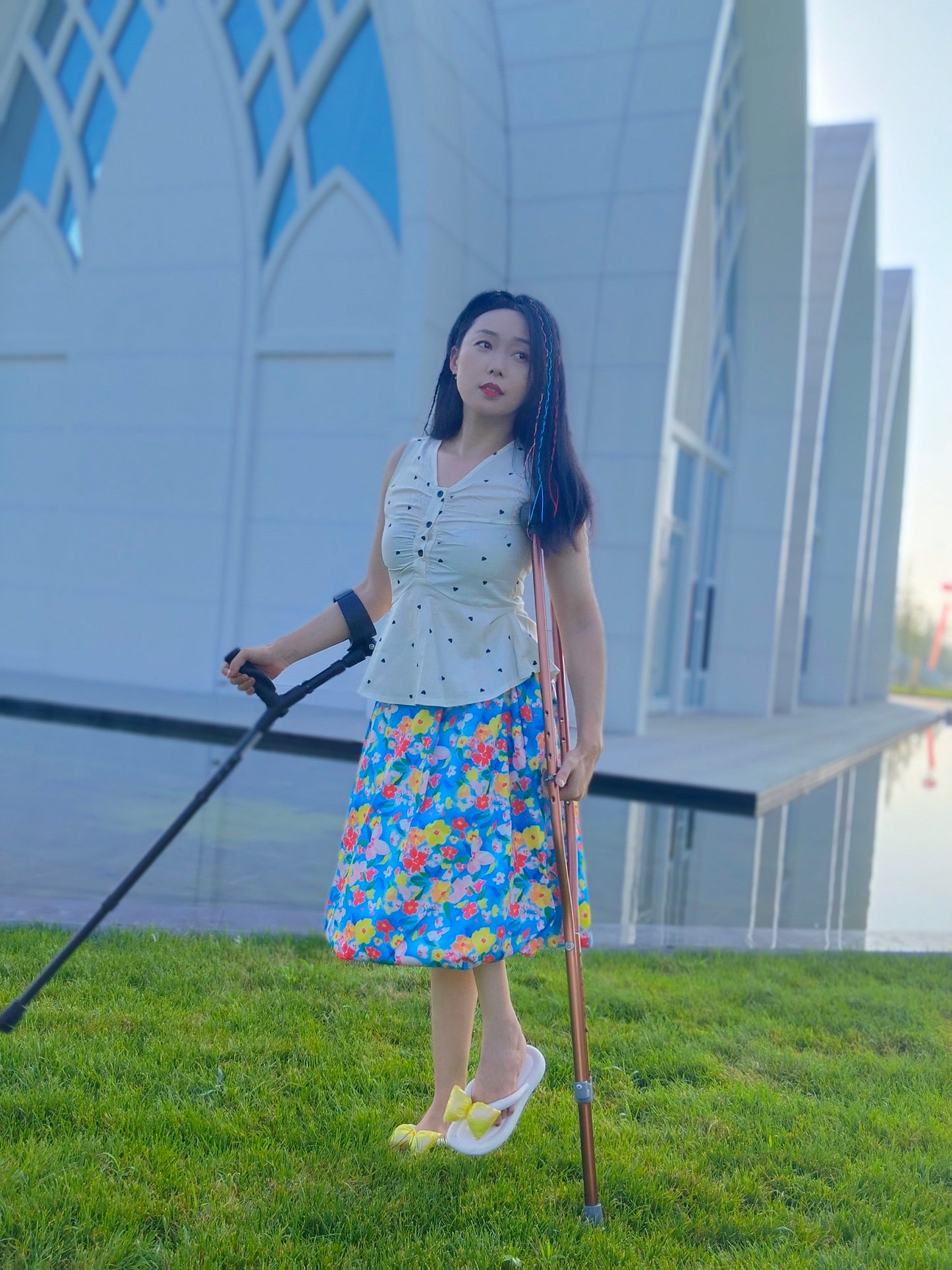 Milana the Polio Girl - First Time Trying High Heels with Crutches