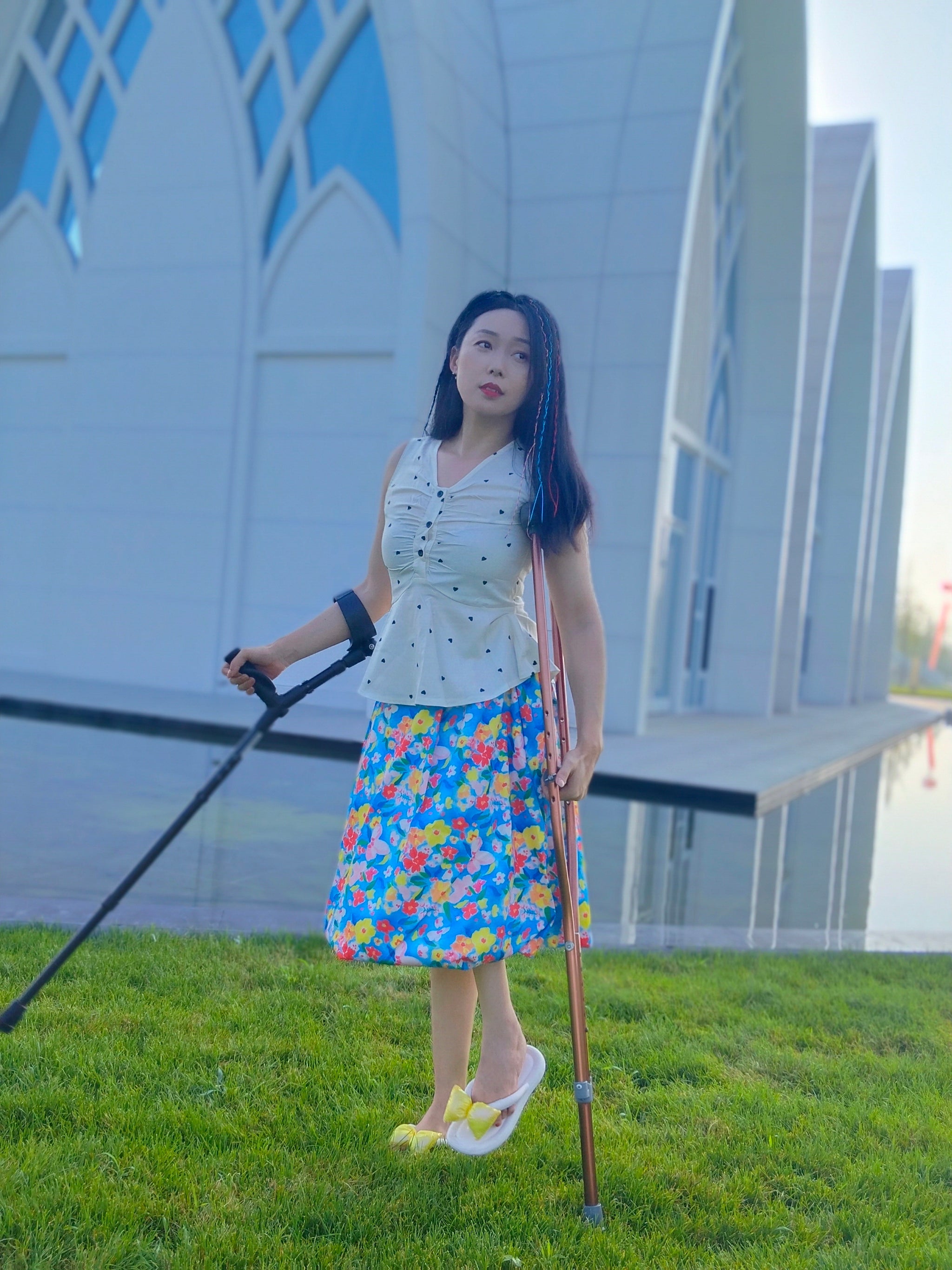 Milana the Polio Girl - First Time Trying High Heels with Crutches