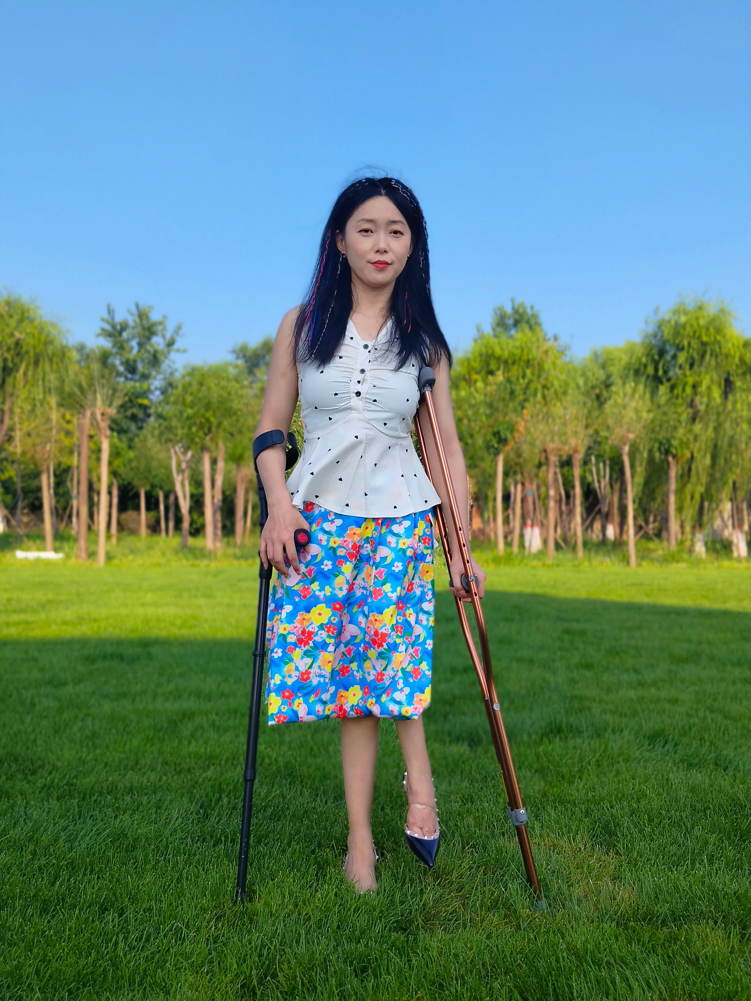 Milana the Polio Girl - First Time Trying High Heels with Crutches