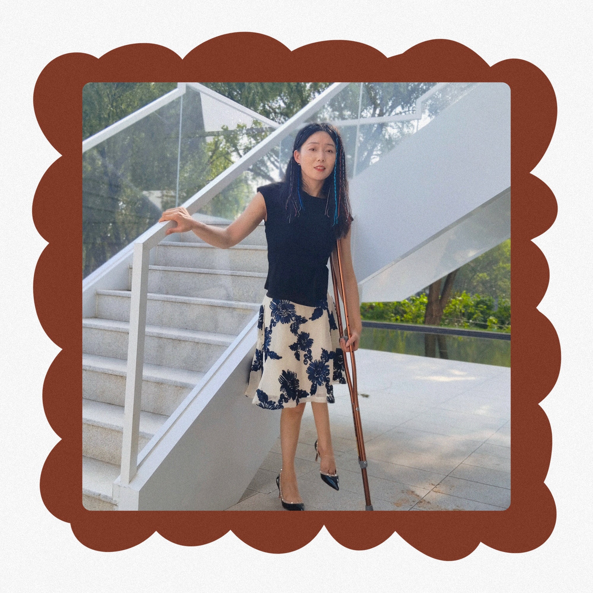 Milana the Polio Girl – Wearing High Heels on the Grass