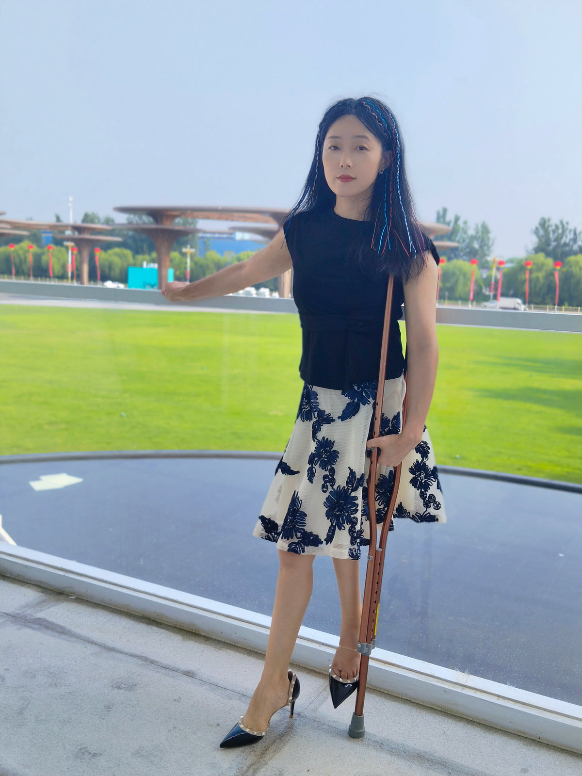 Milana the Polio Girl – Wearing High Heels on the Grass