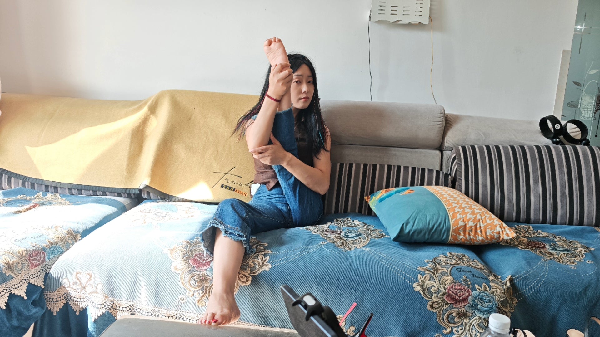Milana the Polio Girl - Cleaning Home Hygiene with Cane
