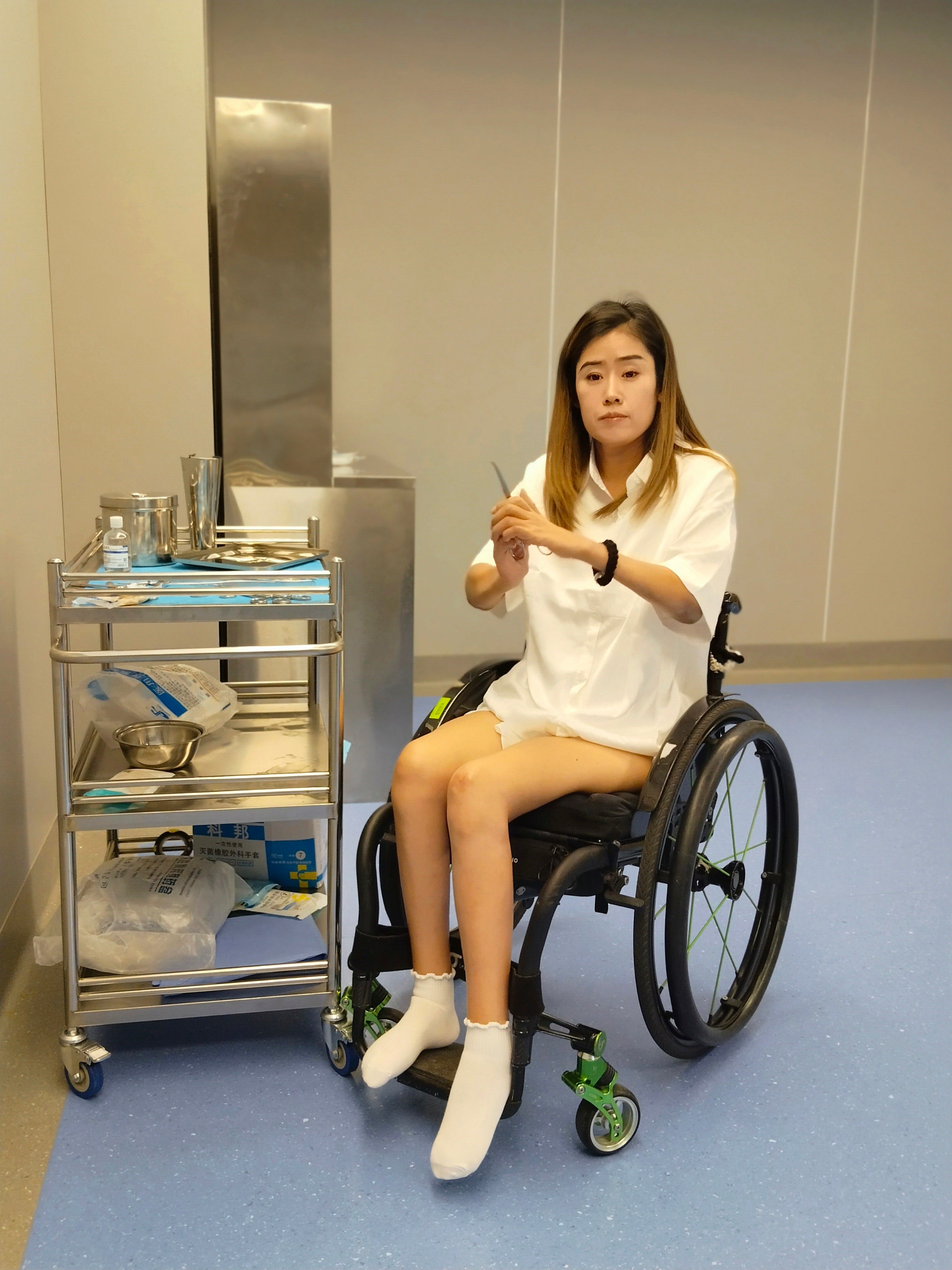 The Para Girl Cherry Going to the Hospital in a Wheelchair
