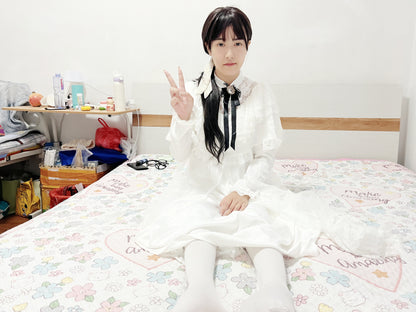 Mia: Paraplegic Girl - Green nail polish and white stockings