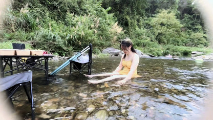 Miki:Polio girl playing by the stream