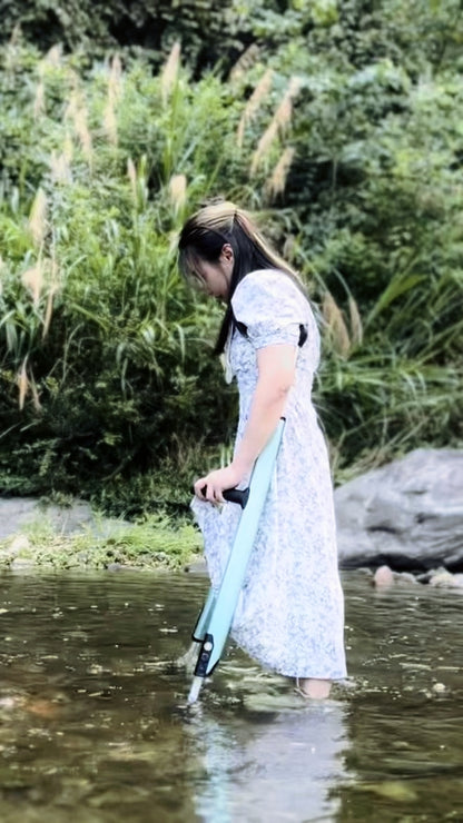 Miki:Polio girl playing by the stream