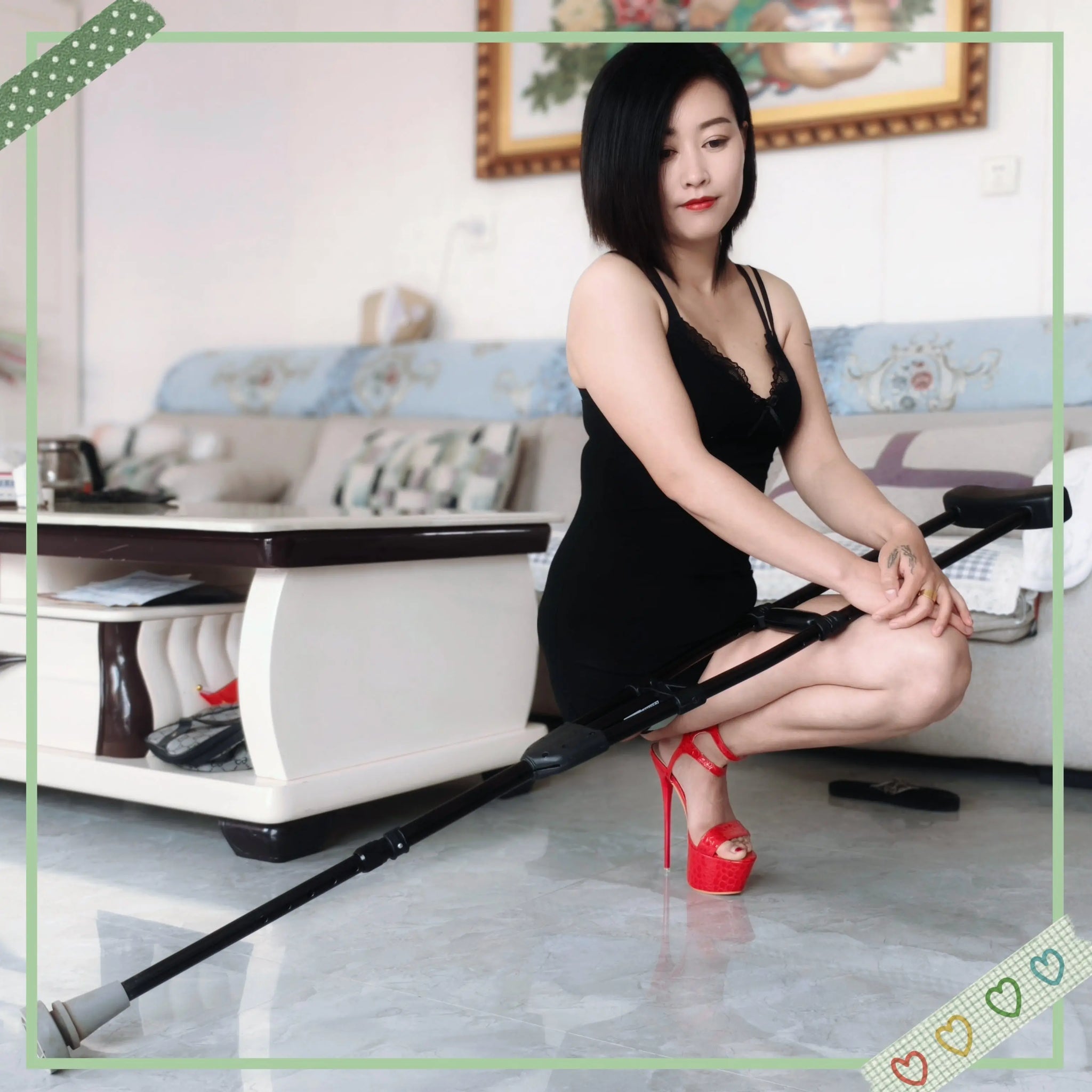 Emma: Shd lady pretends to be blind and has super high heel AmputeeClub