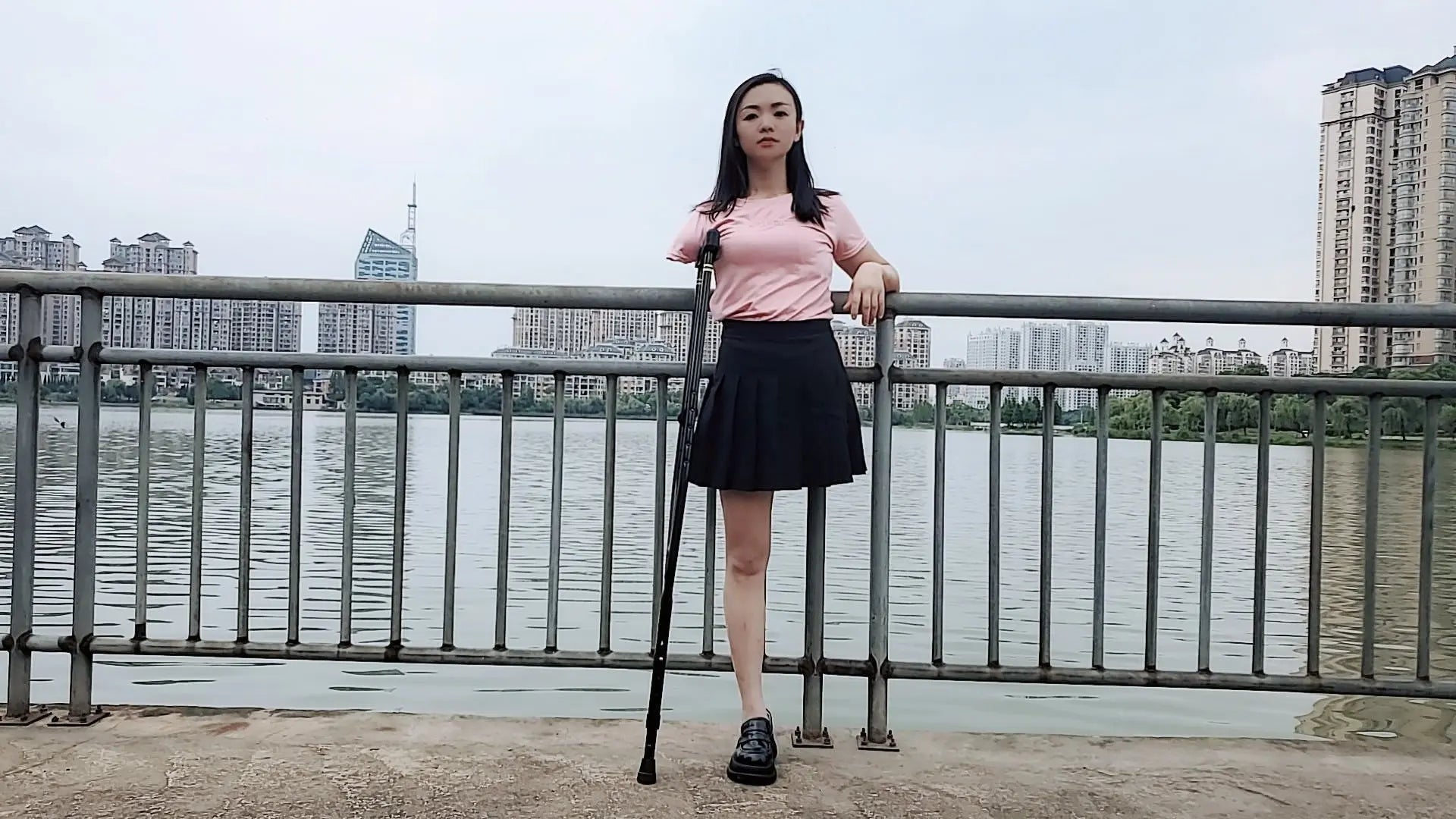 Mila: Ooe Amputee Girl takes a walk by the river AmputeeClub