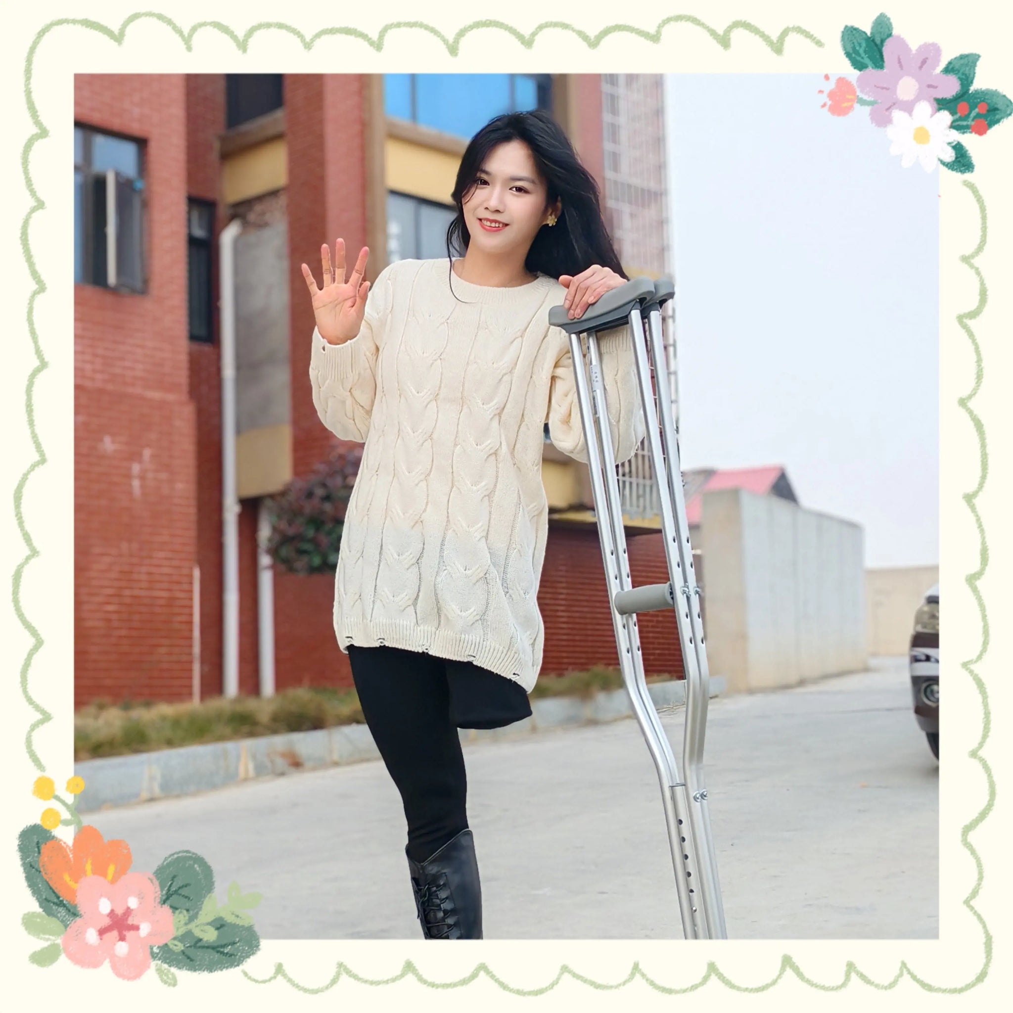 Alisa: Sak Amputee Girl receives new crutches AmputeeClub