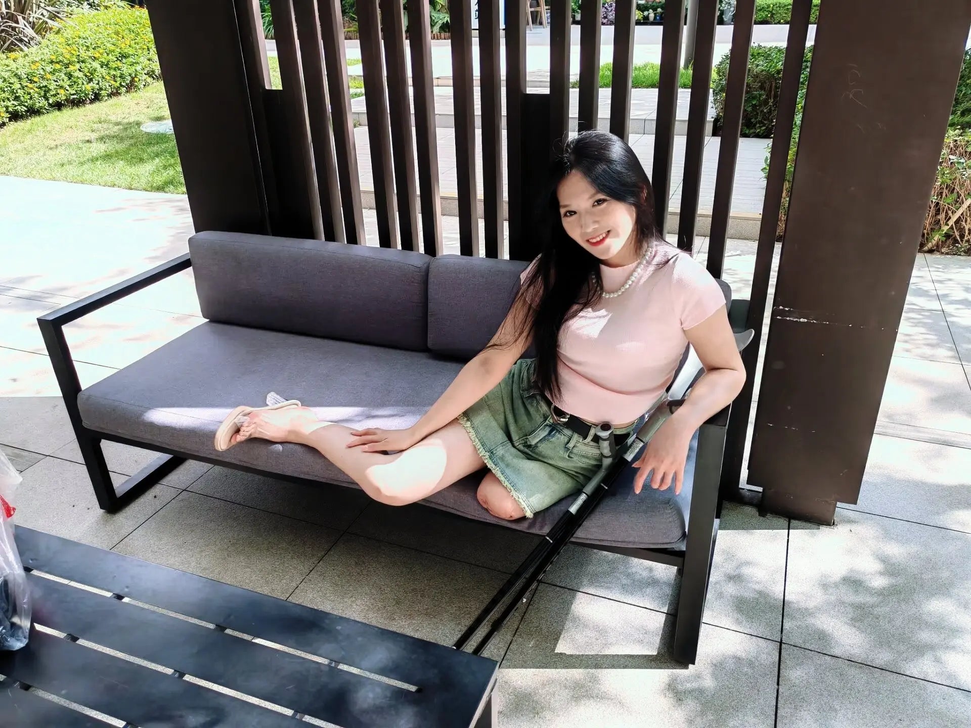 Alisa: Sak Amputee Girl buys ingredients at the market AmputeeClub