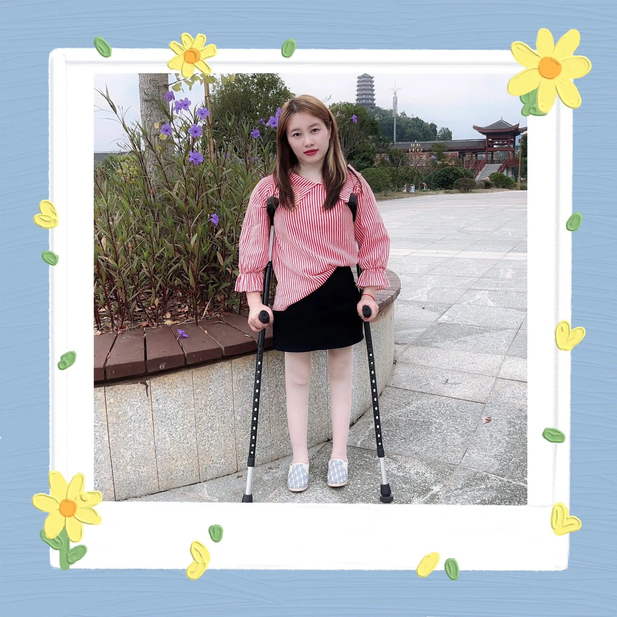 Miki: Polio Girl walks with crutches AmputeeClub