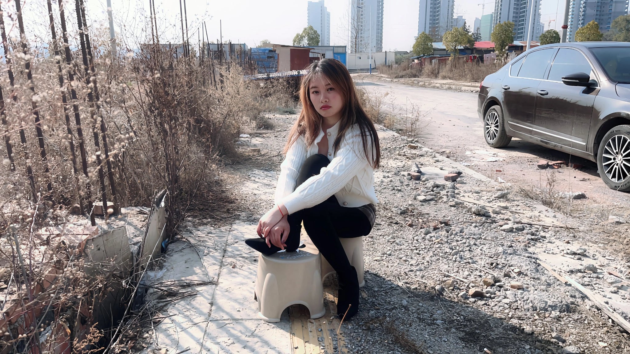 Miki: Polio Girl - Walking on a Pair of Benches