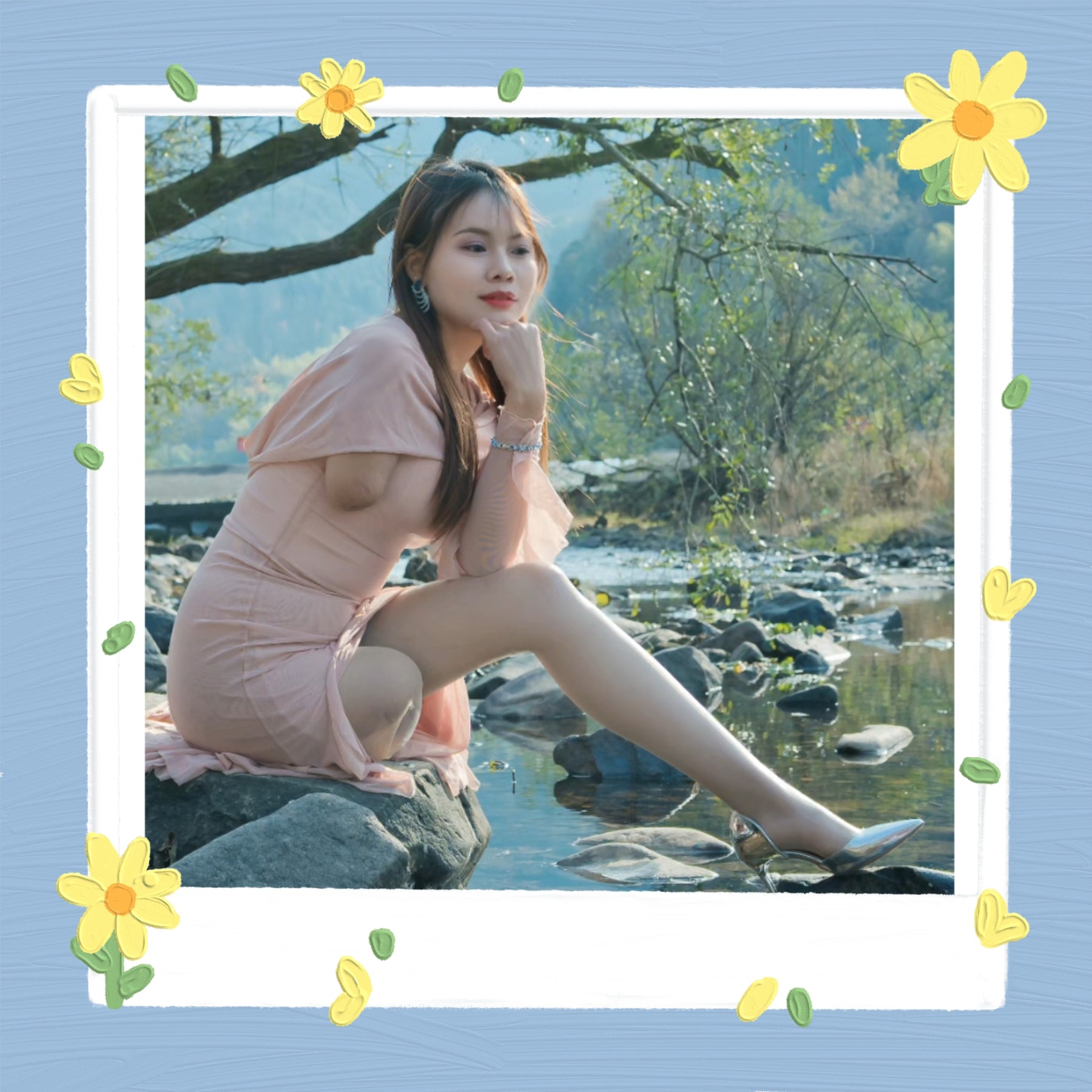 Abby: Ooe Amputee Girl - A girl wearing a pink long dress