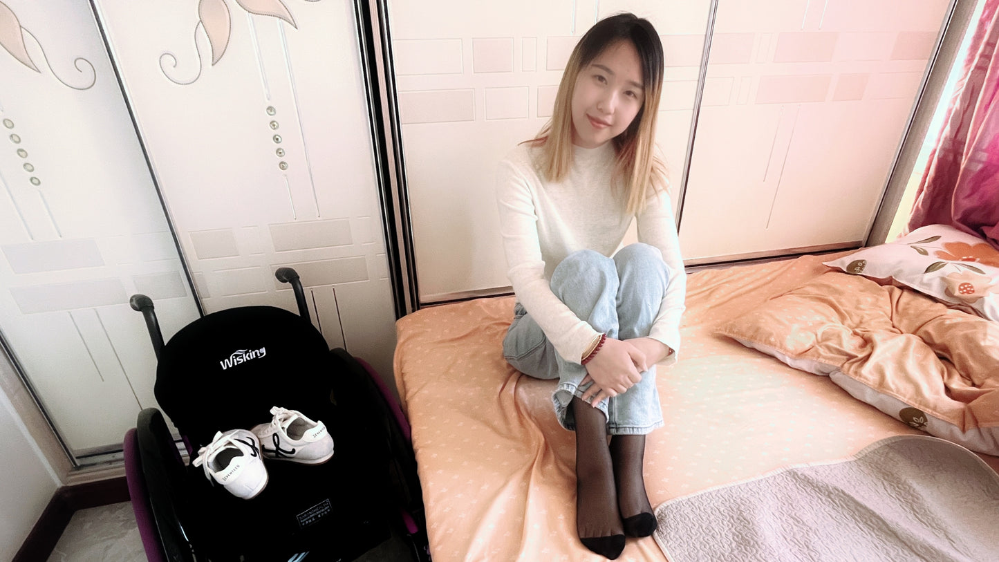 Zoe: Paraplegic Girl - Strap Stocking