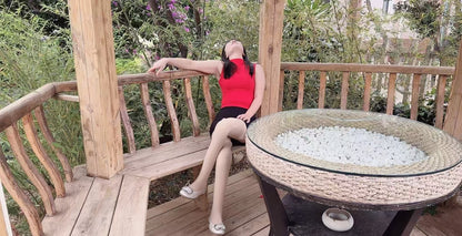 Sally: Dak Amputee Girl - Red clothed girl wearing a pair of prosthetic limbs
