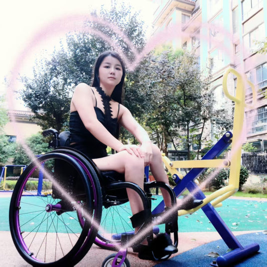 Belle: Paraplegic girl, wearing sexy outfits while exercising outdoors